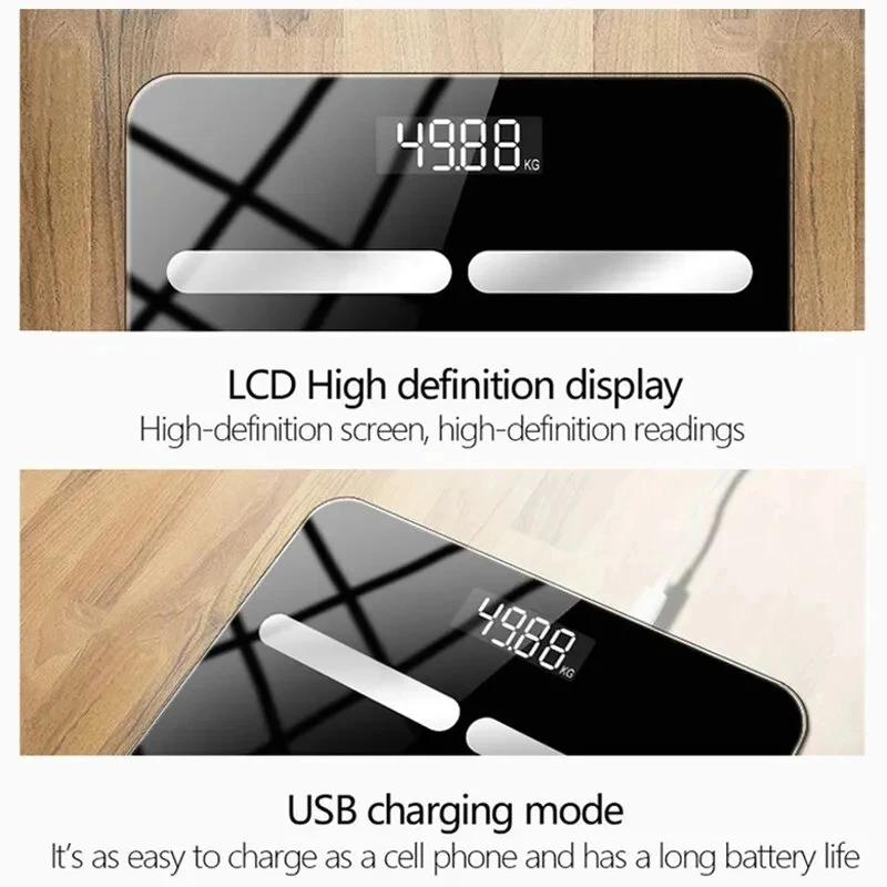 مقياس الدهون في الجسم بلوتوث مقياس إلكتروني مقياس الجسم المنزلي Bmi مقياس الوزن الرقمي USB محلل تكوين الجسم تطبيق الهاتف الذكي