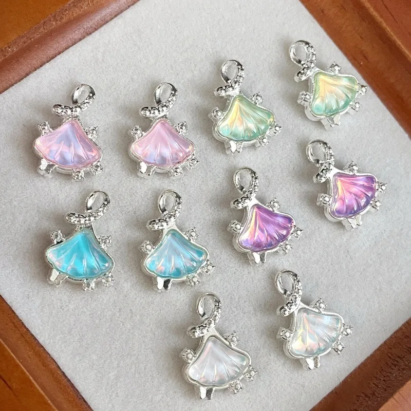 5pcs parkling Rhinestone Faux Shell Butterfly Alloy Charms Sweet Style DIY Parts for Beaded Bracelets Necklaces Phone Strap Bag