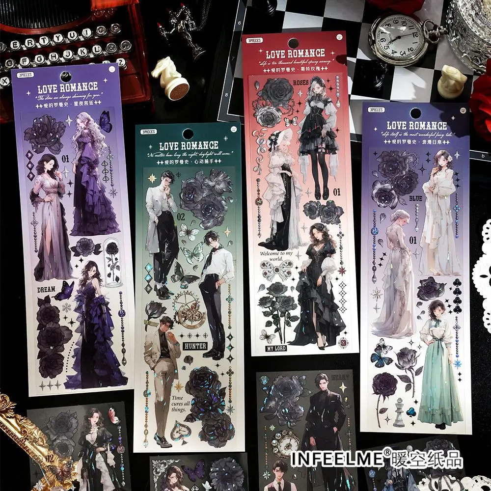 Character Stickers Hot Stamping Silver Hand-painted People Diy Collage
