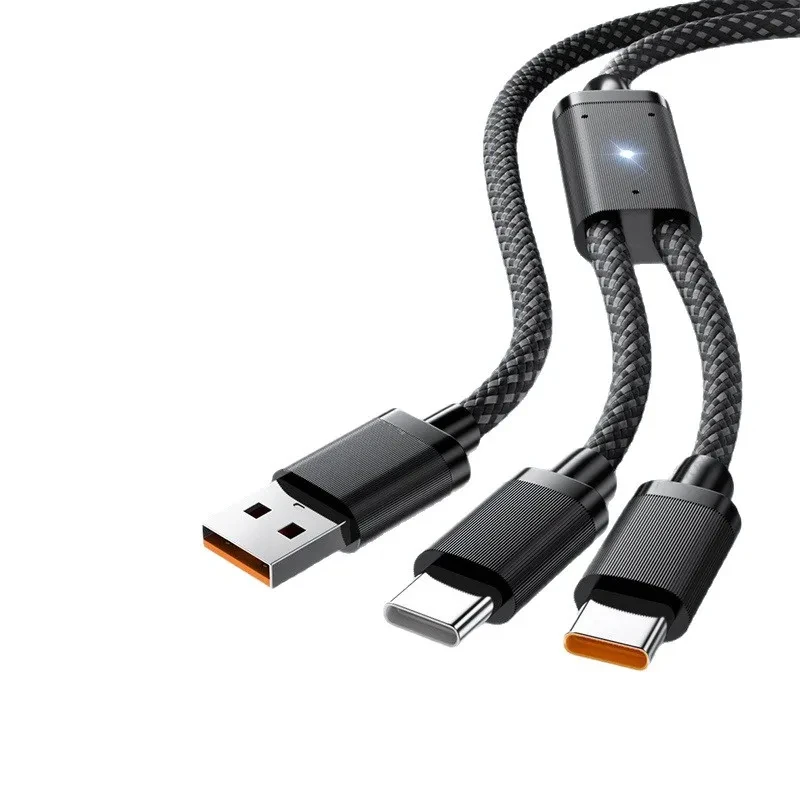 2 In 1 USB Dual Type C Splitter Wire 100W PD Fast Charging Cable Portable Power Supply Cord for iPhone 15 16 17 Pro Max Samsung
