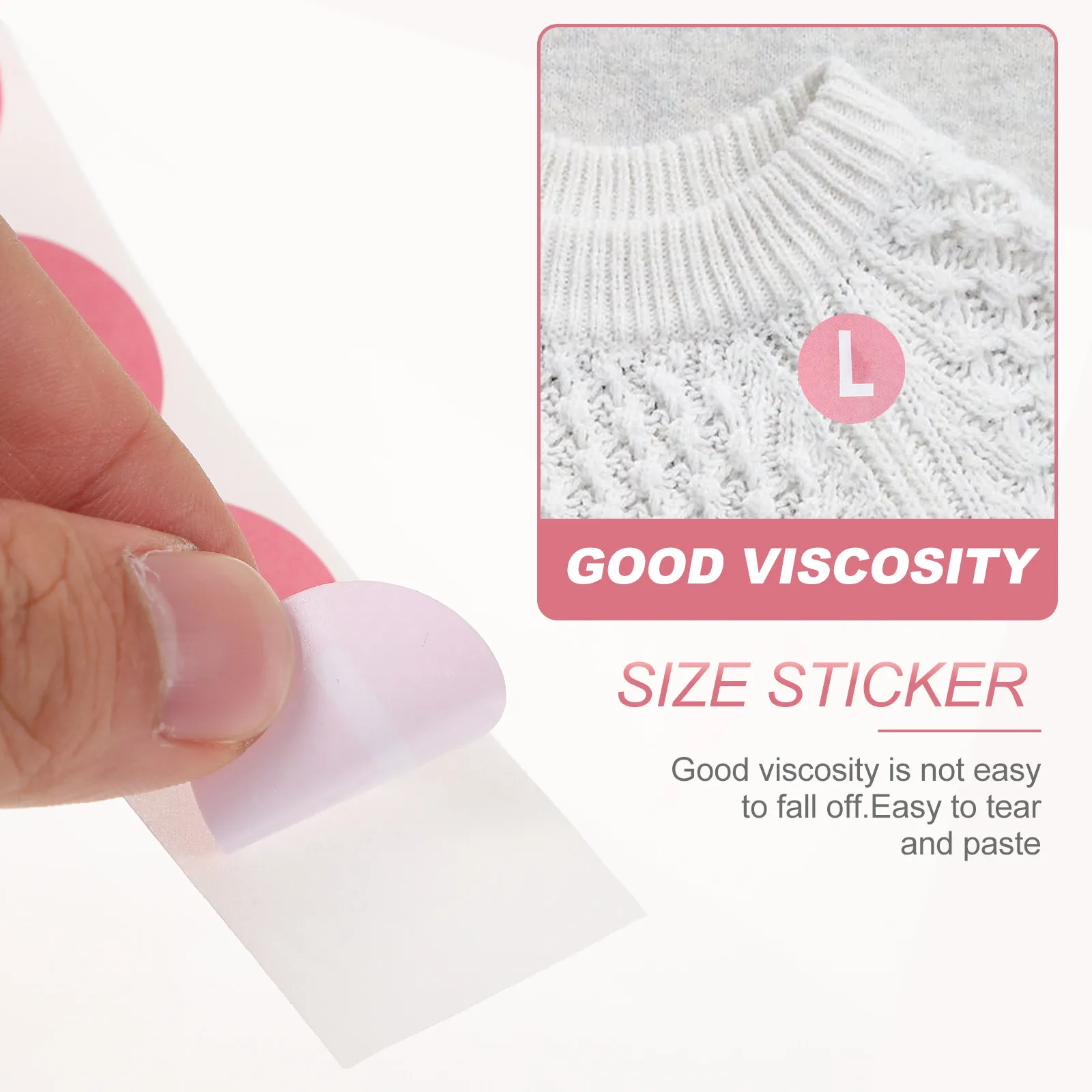 2 Roll Size Sticker Round Clothing Label Premium Safe Self-Adhesive Practical Multi-Functional Size Sticker for Gloves