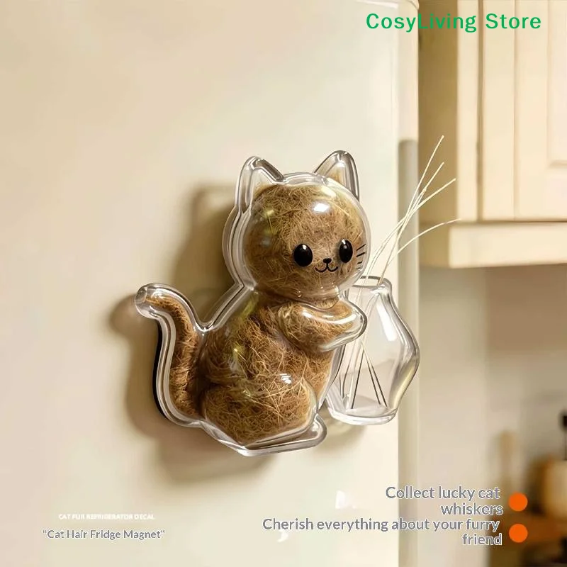 [CL]Transparent Cat Hair Storage Refrigerator Magnets Pet Fur Keepsake Capsule Souvenirs Cat Whiskers Collector Fridge Magnet