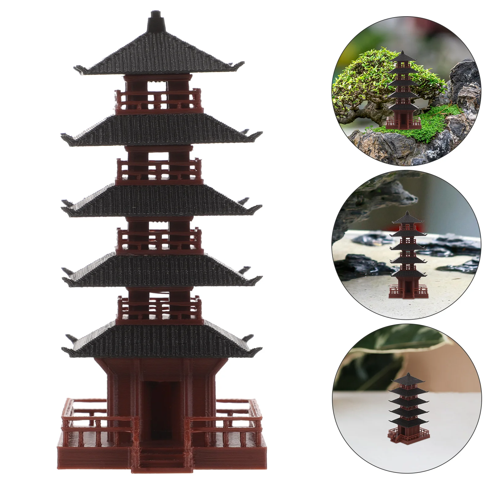 Ancient Pagoda Ornaments Terrarium Retro Tower Decor Models Home Plastic Desktop Figurine