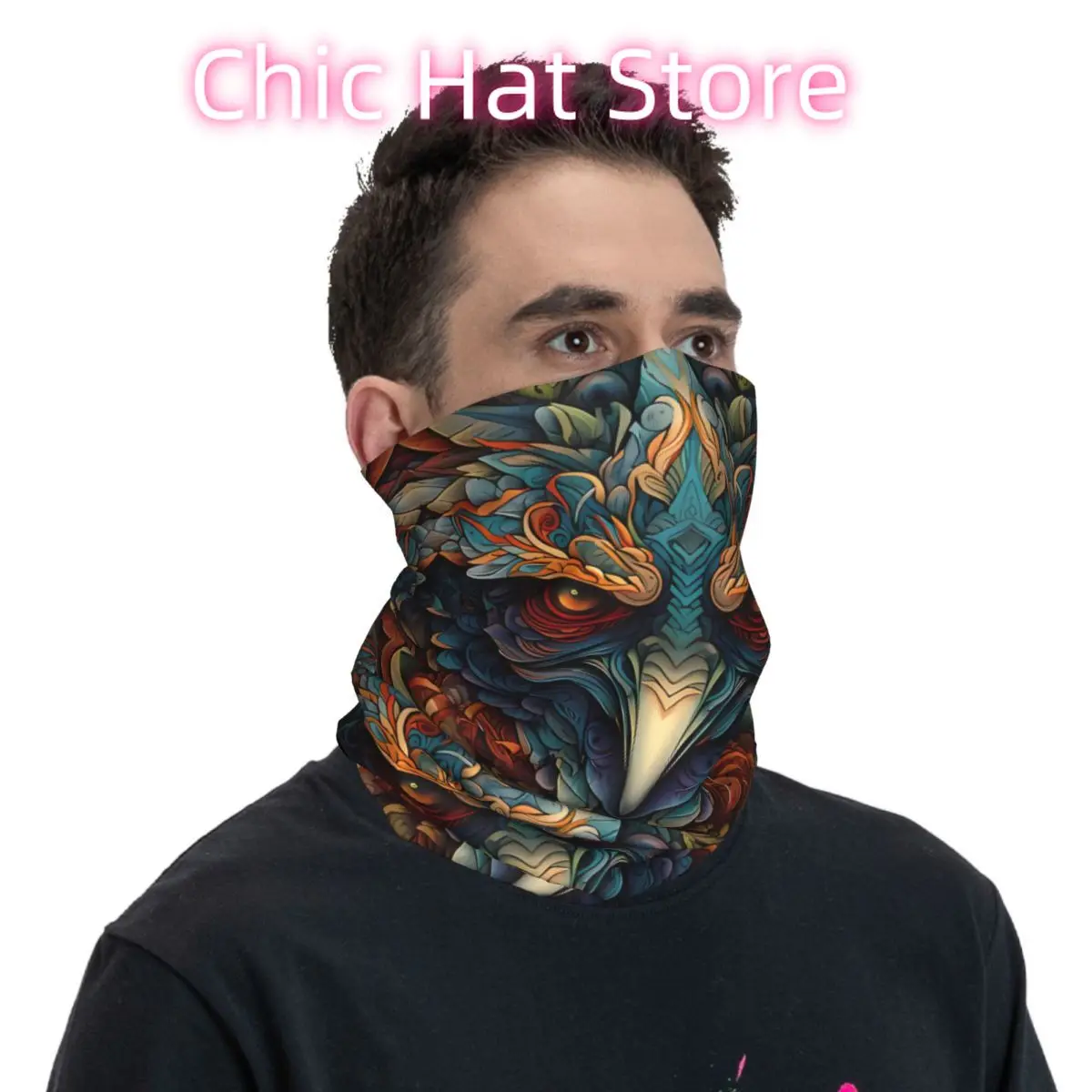 Indian Feathers Scarf Neckerchief Neck Face Mask Polyester