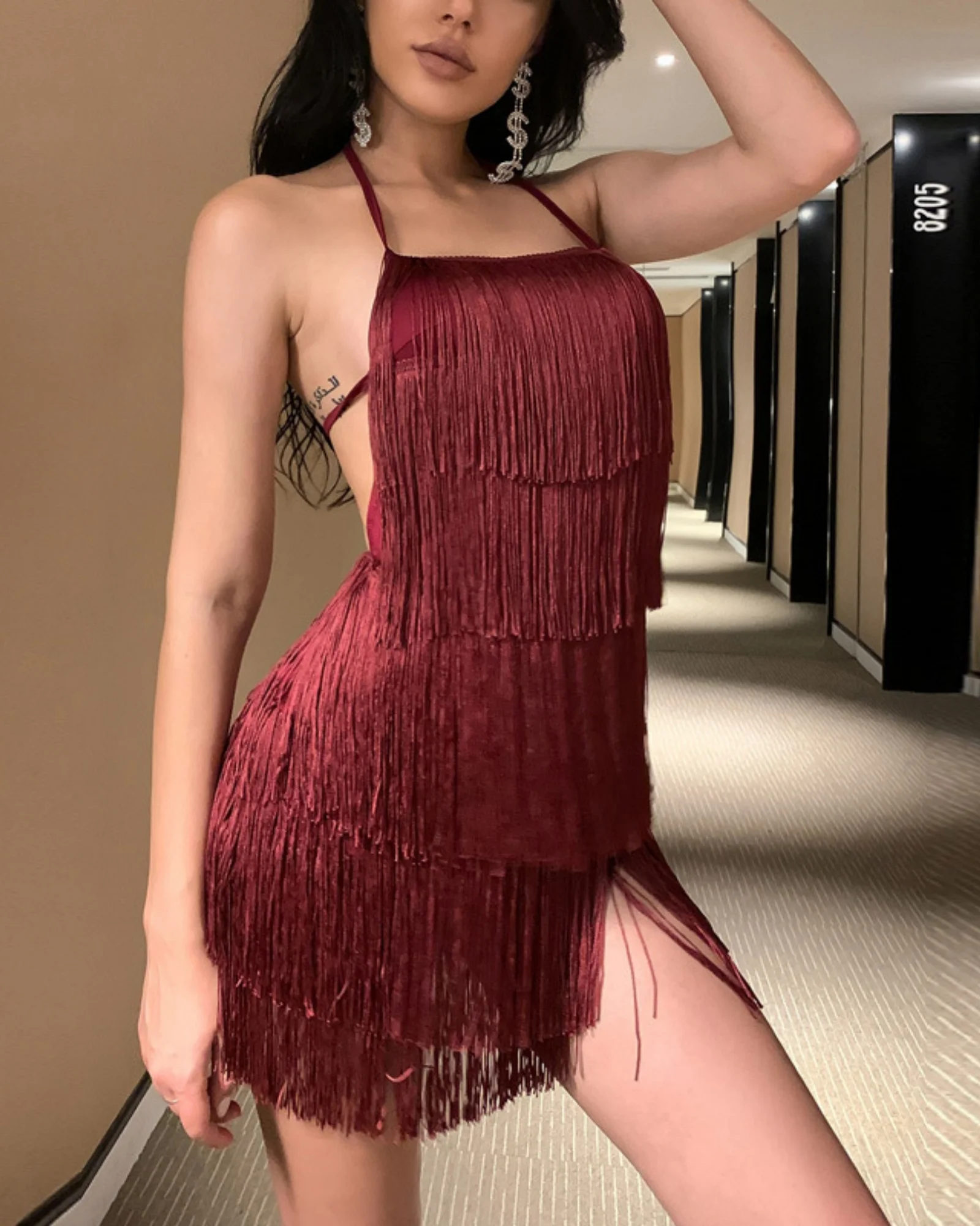 

LUCYSHIHATTU сексуальный комбинезон с открытой спиной и бахромой-комбинезон в стиле пастушки в западном стиле для женщин, комбинезон с кисточками Nashville