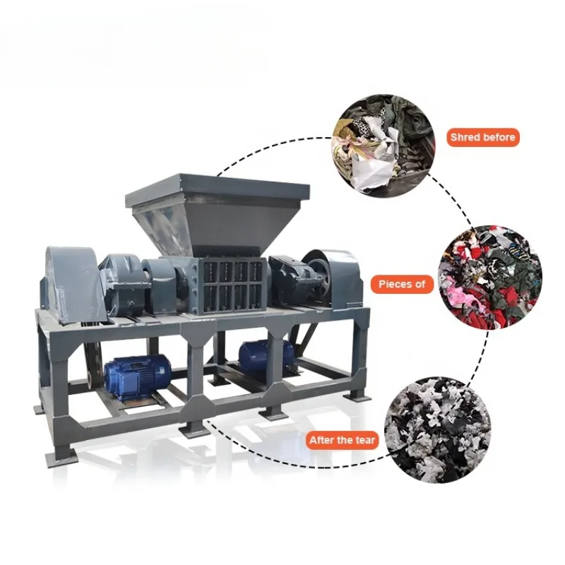 Automatic Car Tire Recycling Machine Production Line Heavy Duty Plastic Shredder Machine Industrial Shredder for Scrap Metal