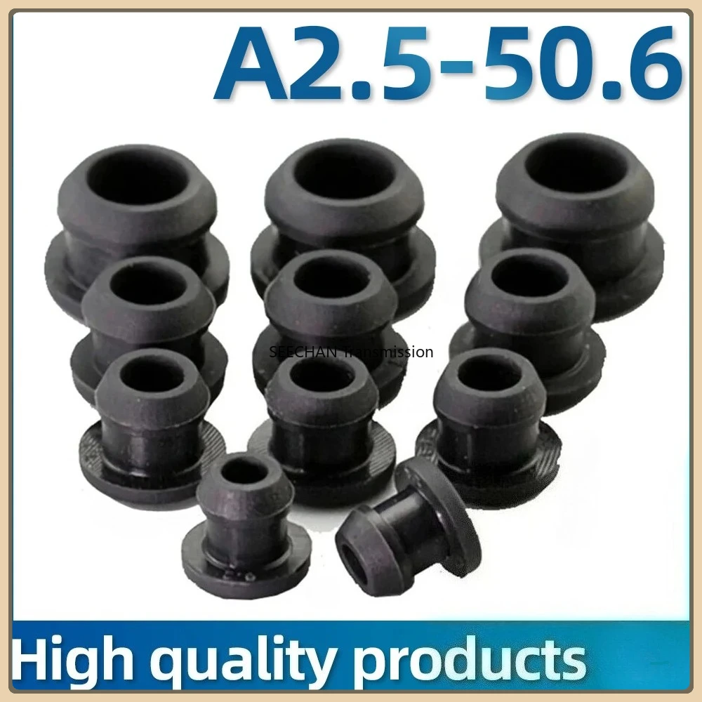 2.5-50.6mm Black Conical Snap-on Silicone Rubber T Type Hole Plug Blanking End Caps Tube Inserts Bung Proof High Temperature