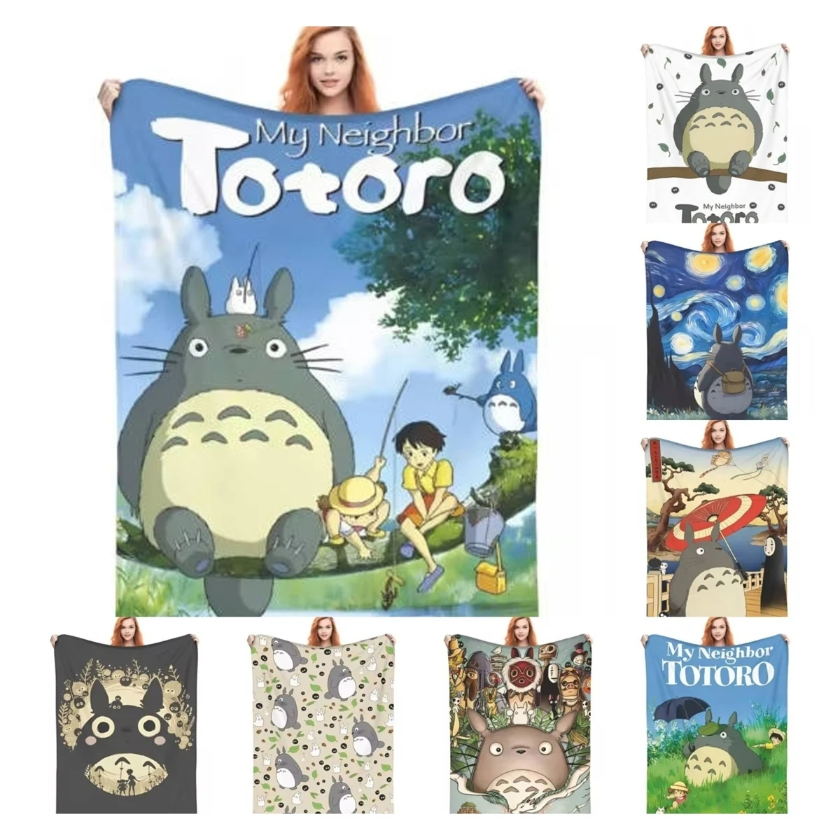

Cartoon Funny Cute T-Totoros Blanket Fleece Super Soft Throw Blanket for Home Couch Bedspread