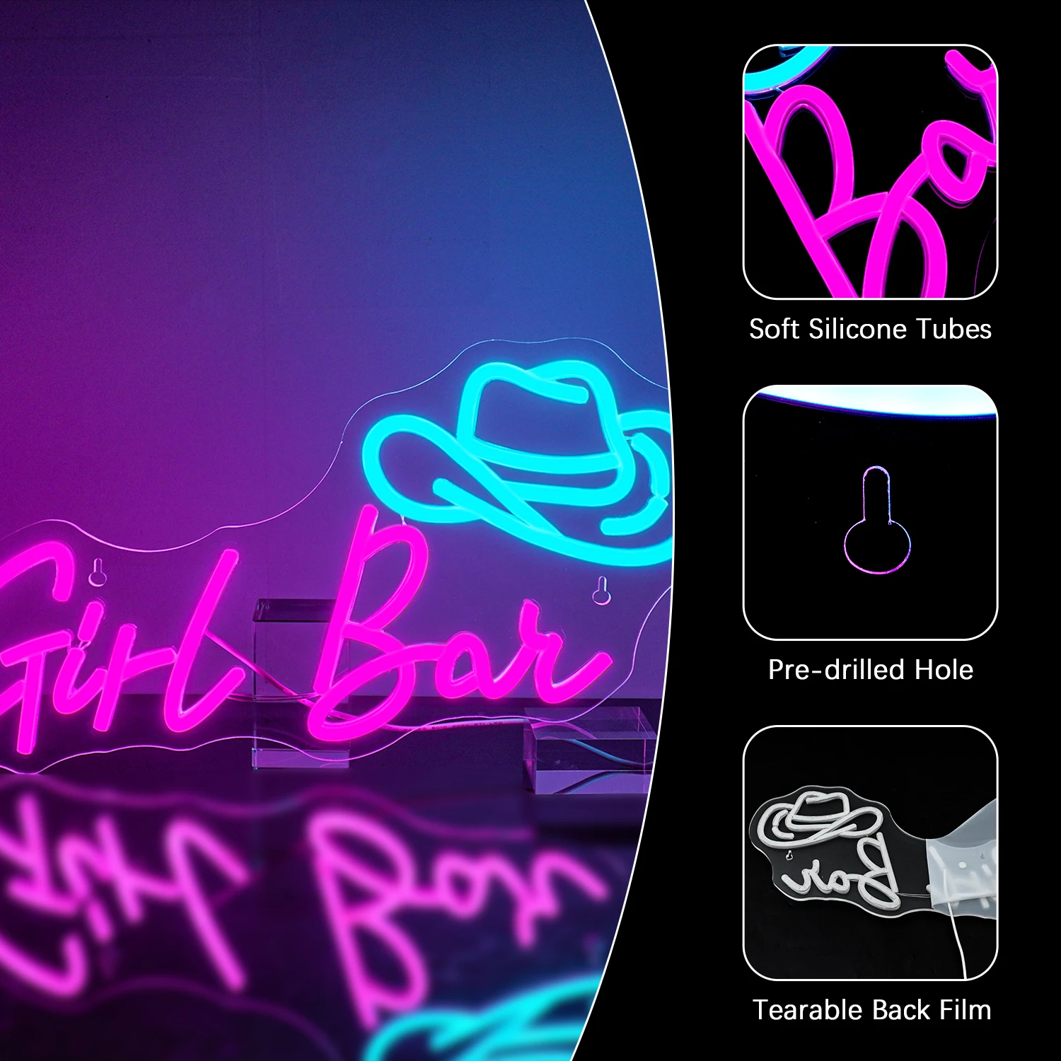 Cowboy Neon Sign Adjustable Brightness Led Sign for Room Wall Decoration For Home Bar Club Hotel Party Decor USB Powered Logo