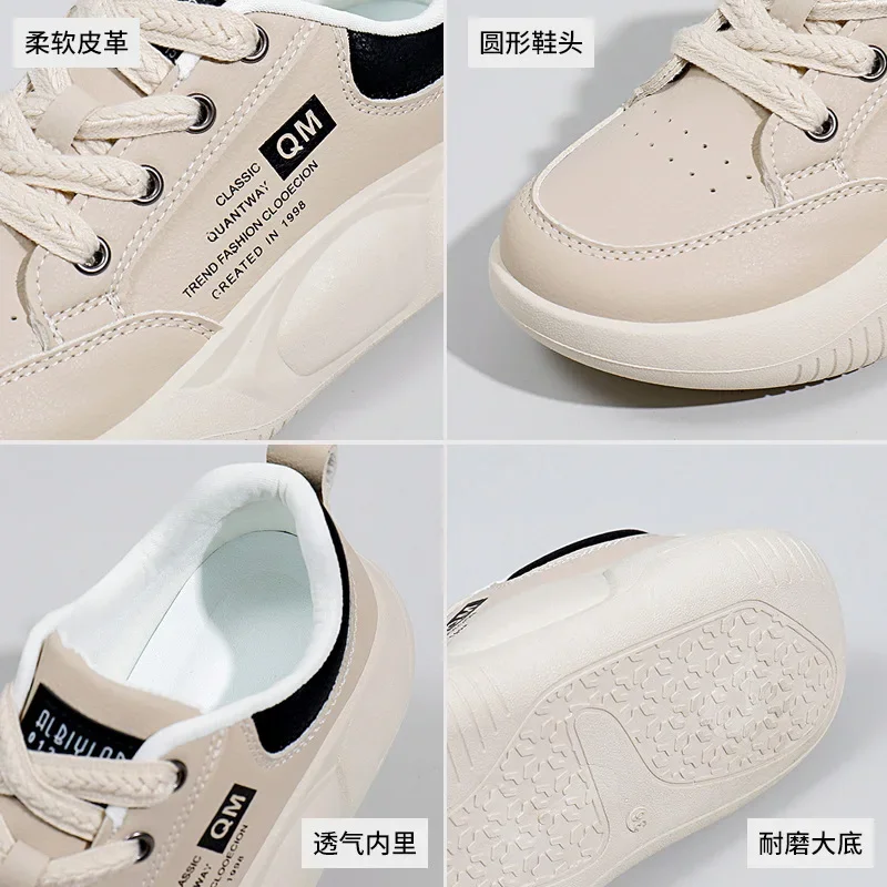 أحذية رياضية كاجوال نسائية جديدة بنعل سميك مصممة بمقدمة مستديرة مريحة للطالبات أحذية مفلكنة للتنس للسيدات