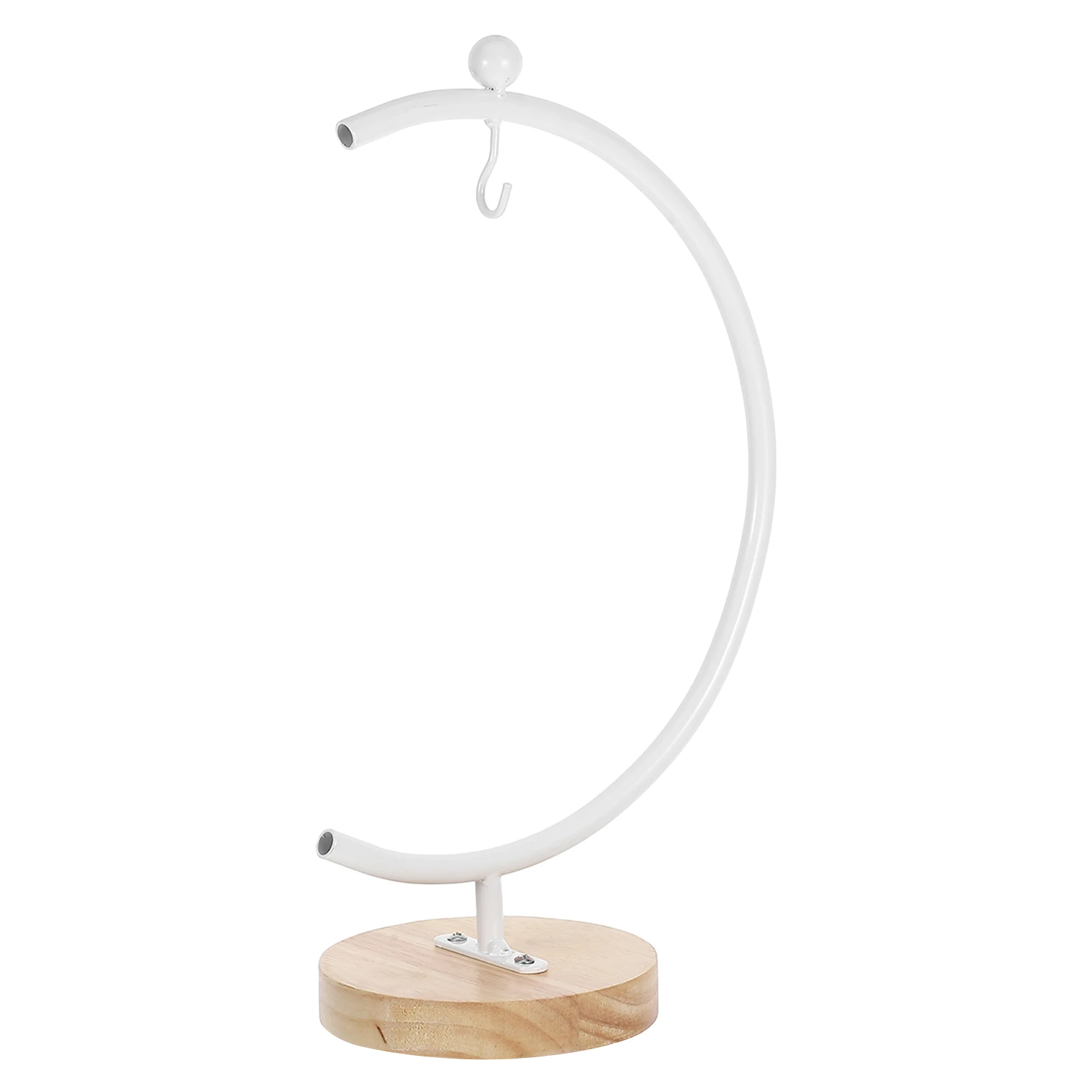 

G Shaped Iron Ornament Display Stand With Wood Base Stable Holder For Glass Vase Terrarium Globe Hanging Decor Rack Home Wedding