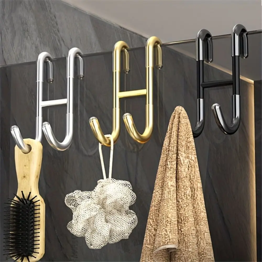 S Shape Shower Door Hook No-Drill Heavy Duty Bathroom Hanger Space Saving Waterproof Door Towel Organizer Bathroom
