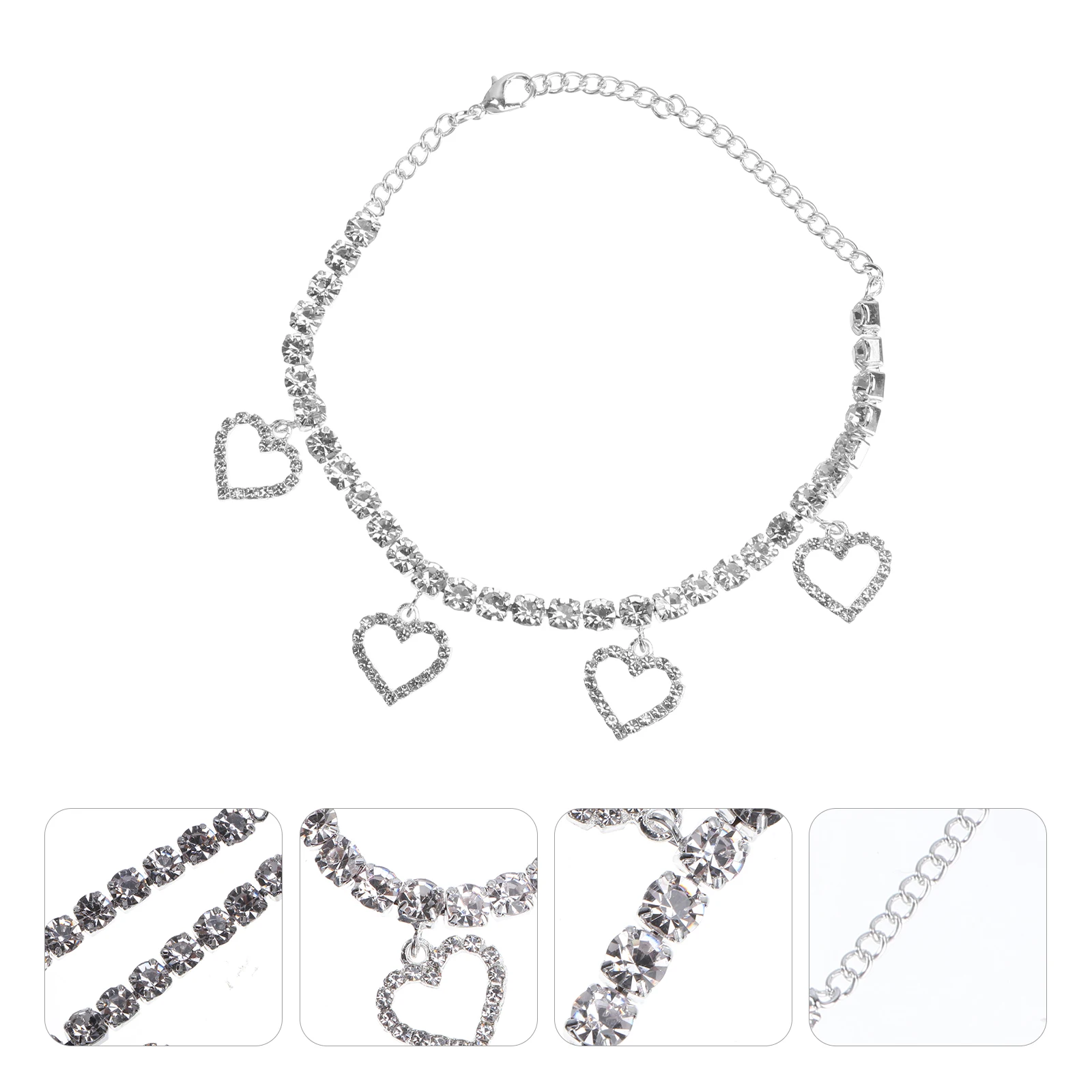 

Heart Rhinestone Anklet Women Fully jewelled All match Foot Chain Decor Durable Bracelet Female Leg Chains Beautiful