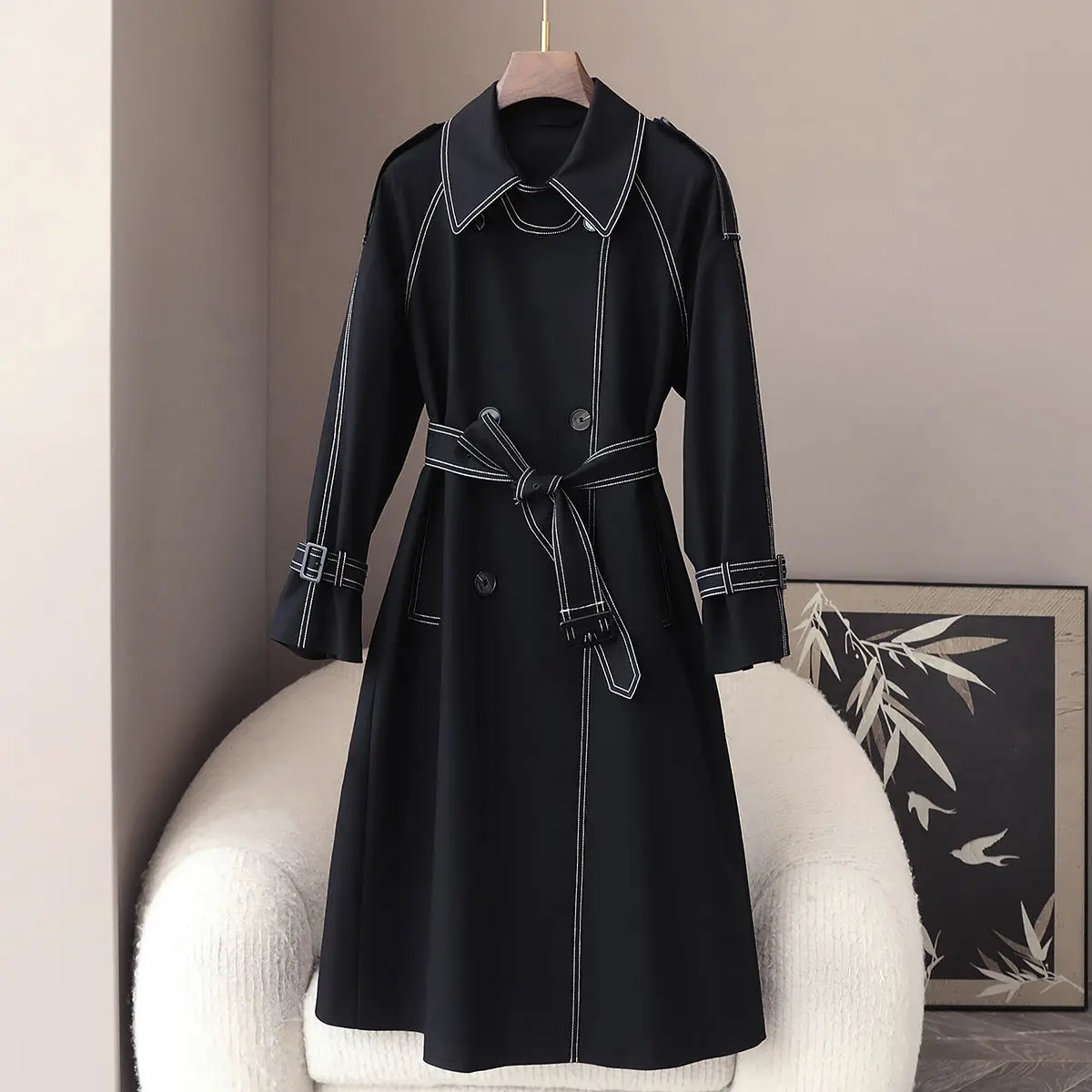 

Новинка 2023 года, весенне-осенний двубортный плащ, женский облегающий женский пиджак в британском стиле