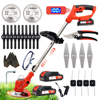 OUTIGO cordless lawn mower 9000 rpm, 2*1500mAh batteries,4 blades, 90° rotating head garden tool, Adjustable height and angle