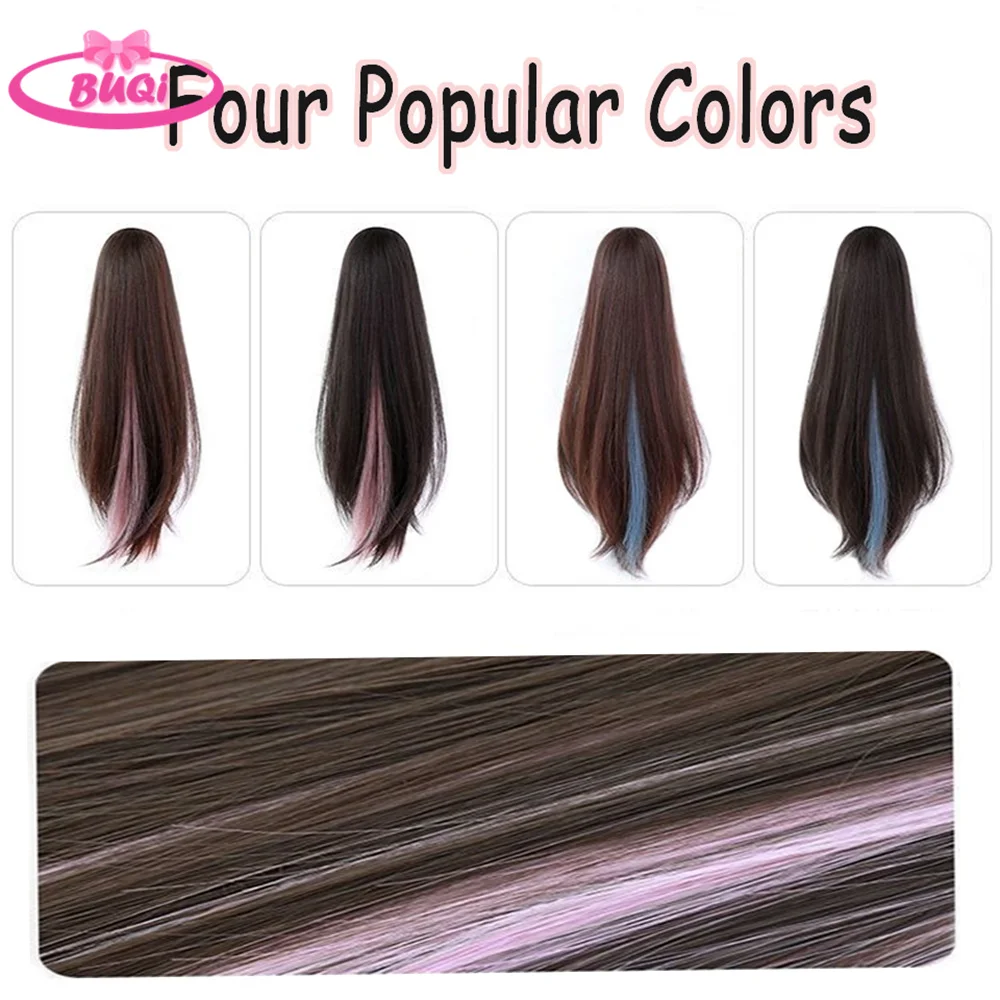 BUQI Water Wave Hair Extensions Claw Clip Ponytail Waterfall Half Tied Pony Tail High Top Color Highlight Dyed Hair Extensions