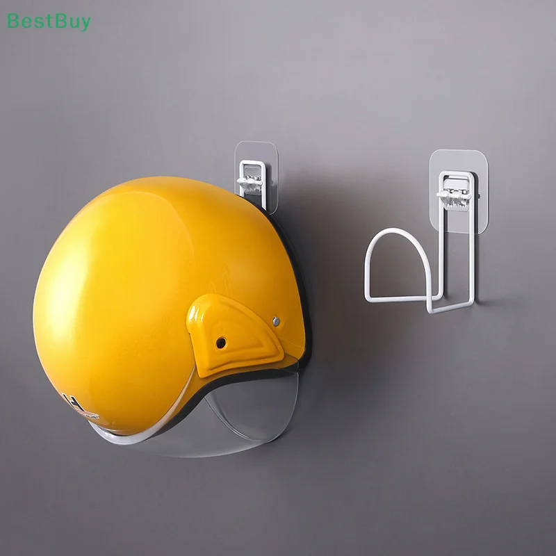 Wall Mounted Helmet Holder Display Stand Hanger Support Rack Punch-free Wall-mounted Storage Rack for Helmet Coats Hats Caps