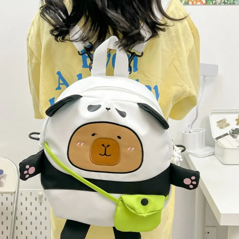 Kawaii ไนลอน Capybara กระเป๋าเป้สะพายหลังกระเป๋าเป้สะพายหลังเด็กกระเป๋าแล็ปท็อปกระเป๋าเป้สะพายหลังขนาดใหญ่ความจุกระเป๋าเป้สะพายหลังกระเป๋าหนังสือของขวัญวันเกิด