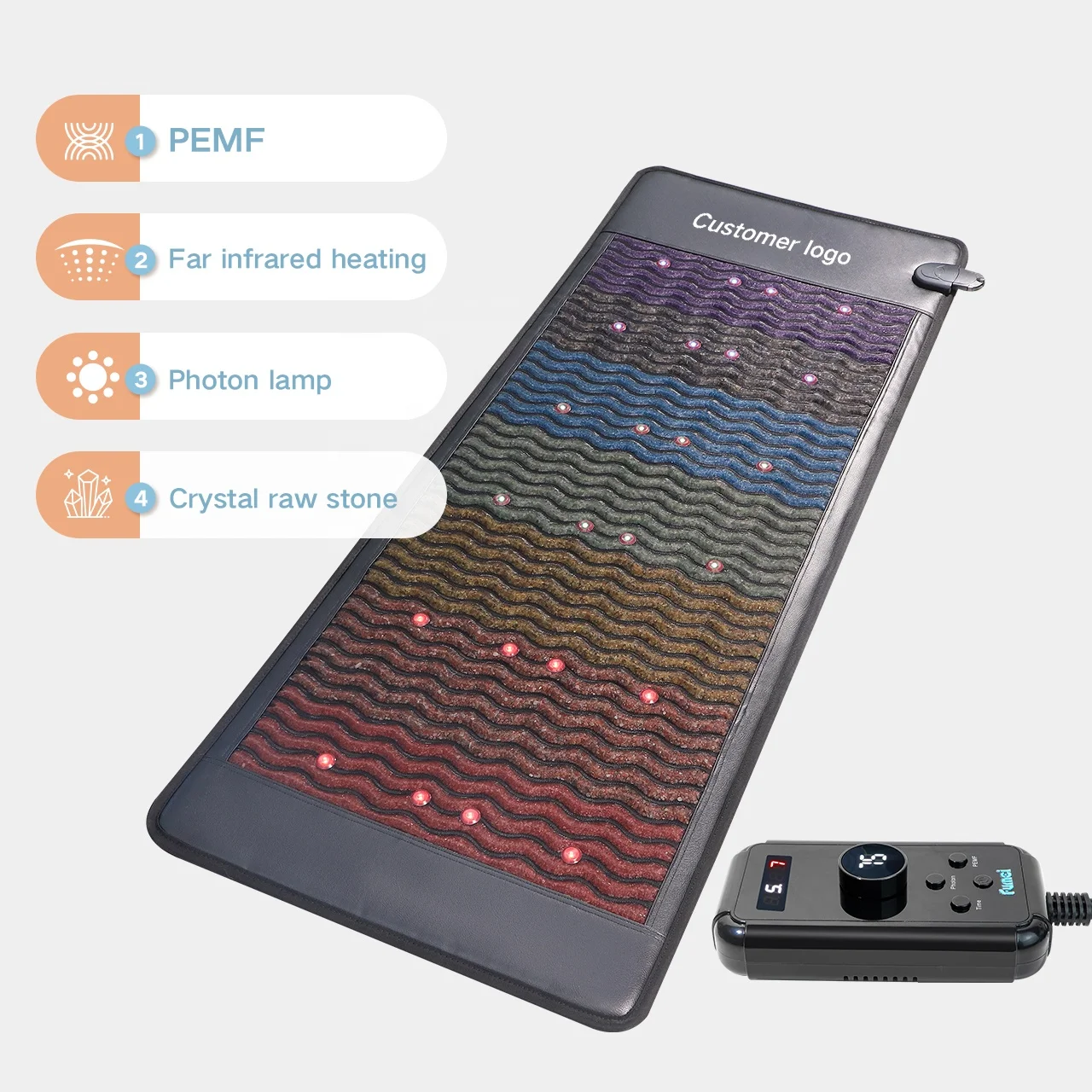 

7 Gemstone Physiotherapy Meditation Energy Pemf Mat Far Infrared Heating Promotes Blood Circulation Crystal Therapy Mat