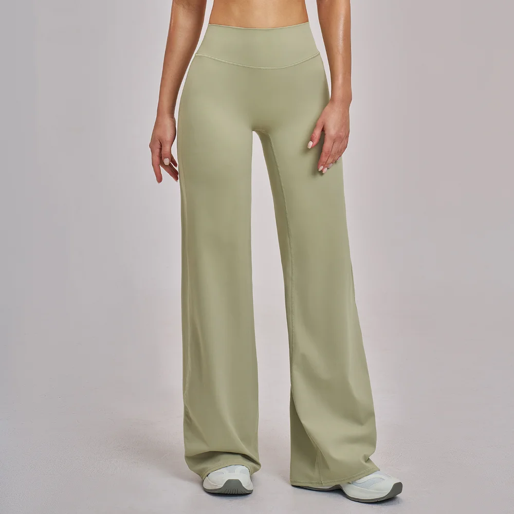

Женские спортивные брюки для йоги с высокой талией, прямые расклешенные брюки для бега и фитнеса, женские повседневные спортивные брюки для спортзала