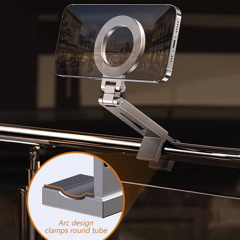 Foldable Phone Holder Magnetic Stand 360 Dual-sided Rotating Phone Clip Portable ABS Tripod Mobile Holder For Car Navigation