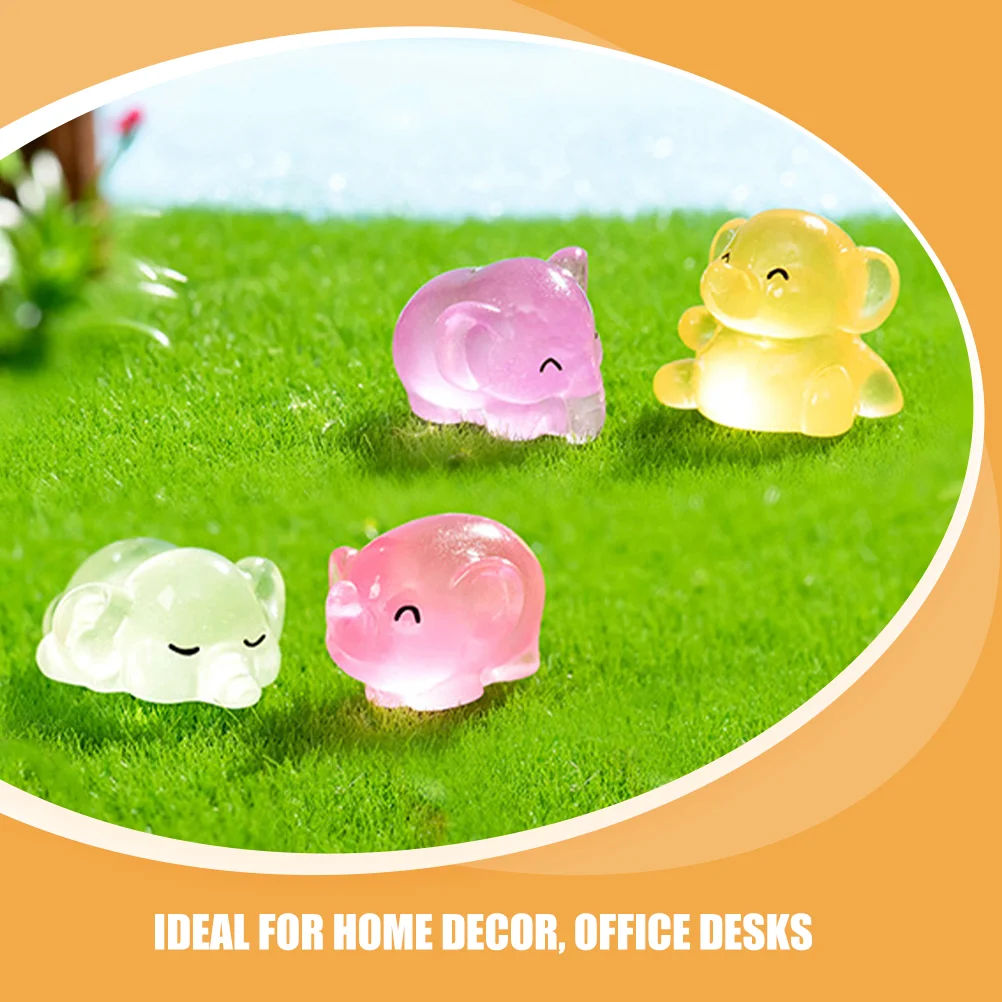 12 Pcs Small Animals Glow-in-the-dark Elephant Resin Fairy Garden Accessories