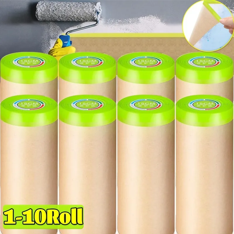 

Pre-Taped Masking Paper Painting Spray Masking Paper Cover Self Adhesive Wall Treatment Masking Film Cuttable Wall Protect Film