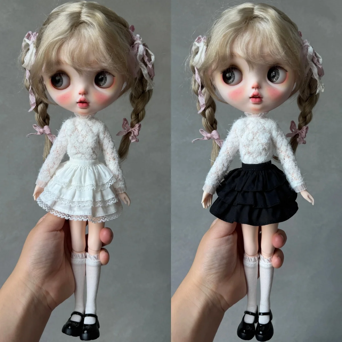 icy-dbs-blyth-boneca-roupas-acessorios-doce-laco-branco-manga-longa-topo-preto-branco-bonito-bolo-saia-conjunto-para-19-articulacoes-ob24-azone
