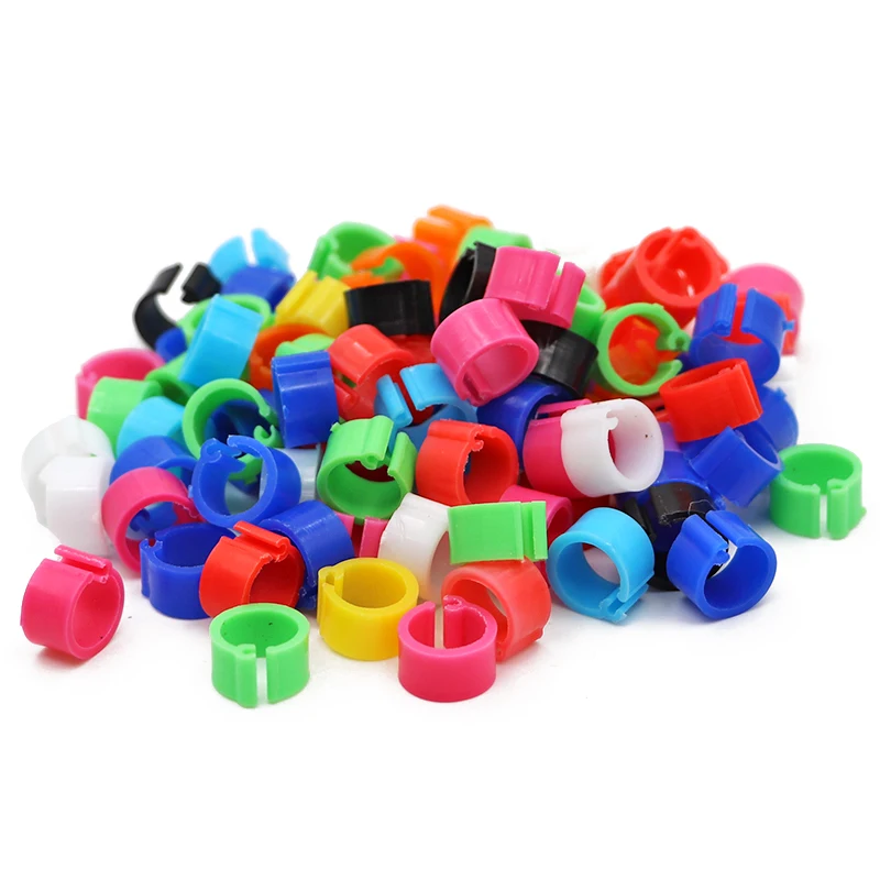 100Pcs Birds Pigeon Feet Rings 10 Colors Inner Diameter 8mm Plastic Dove Clip Ring Pigeon Dove Quail Foot Ring