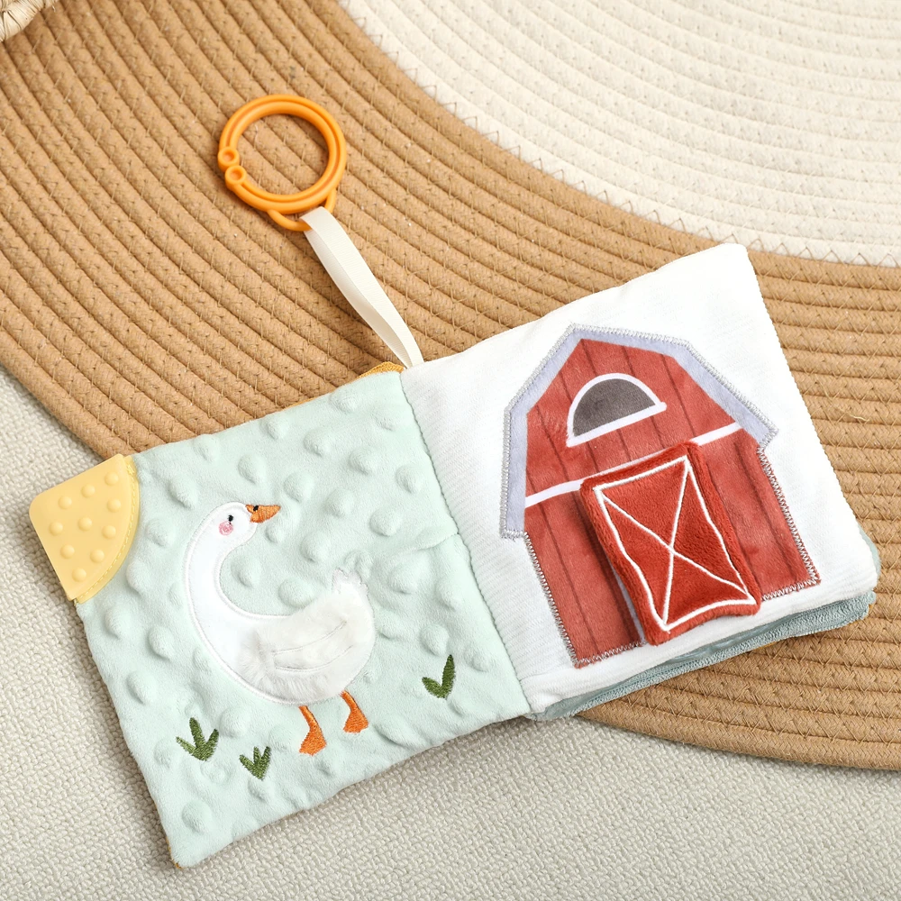 Bienen- und Schmetterlings-Sicherheitsdecke, doppelseitig, abnehmbarer Silikon-Beißring, drücken für Ton, strukturiertes Band, sensorisches Neugeborenen-Geschenk – Detail 21