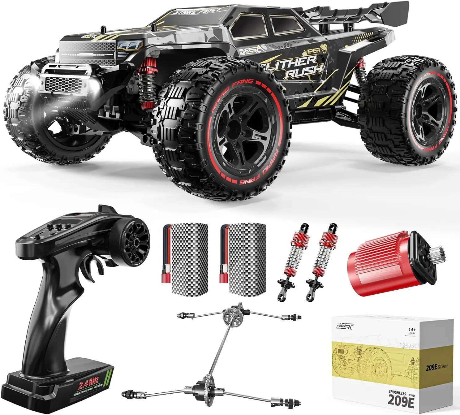 1:10 High-Speed Brushless RC Car for Adults, 60+ KMH, Includes 2 x 3S Batteries