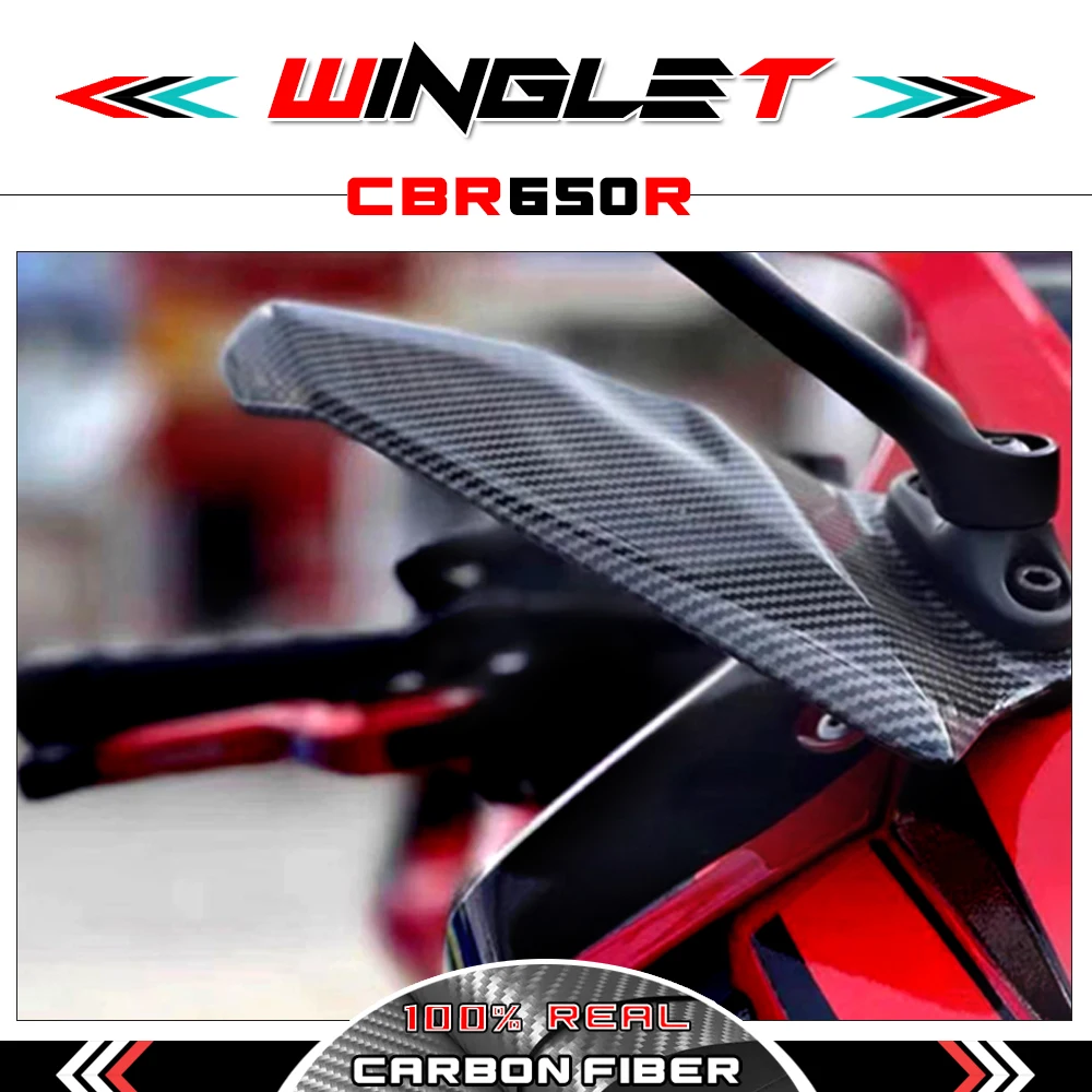 

100% настоящие сухие Углеродные волоконные Обтекатели для Honda CBR650R 2019-2023 Winglets защита крыла мотоцикла ветрозащитный плавник отделка крышки крылья