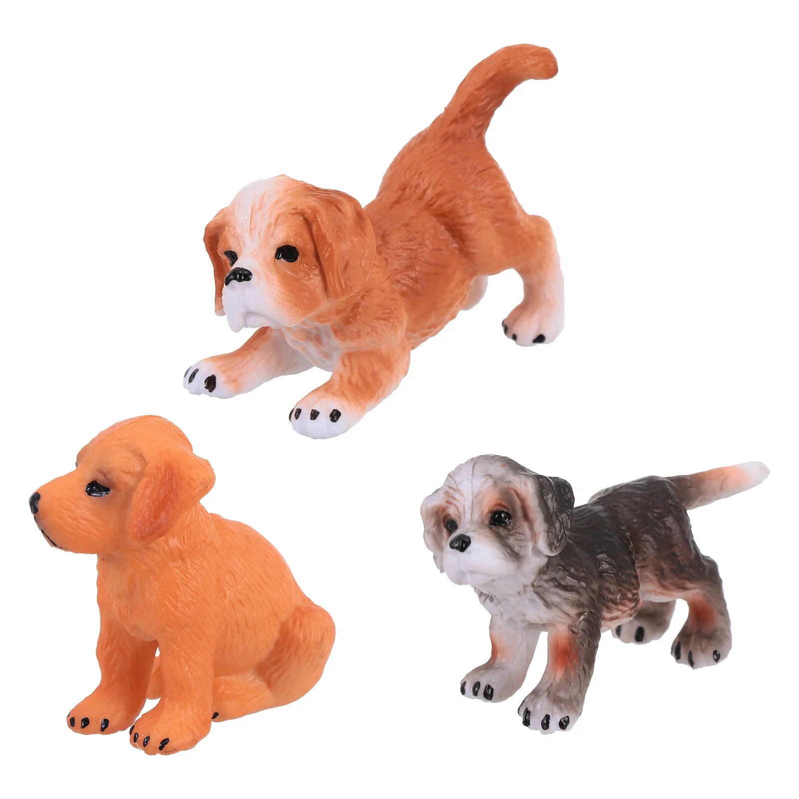 3 Pcs Dog Ornaments Desktop Decors Realistic Puppy Figures Dogs Animals Toy Statue Pvc Decoration Figurines