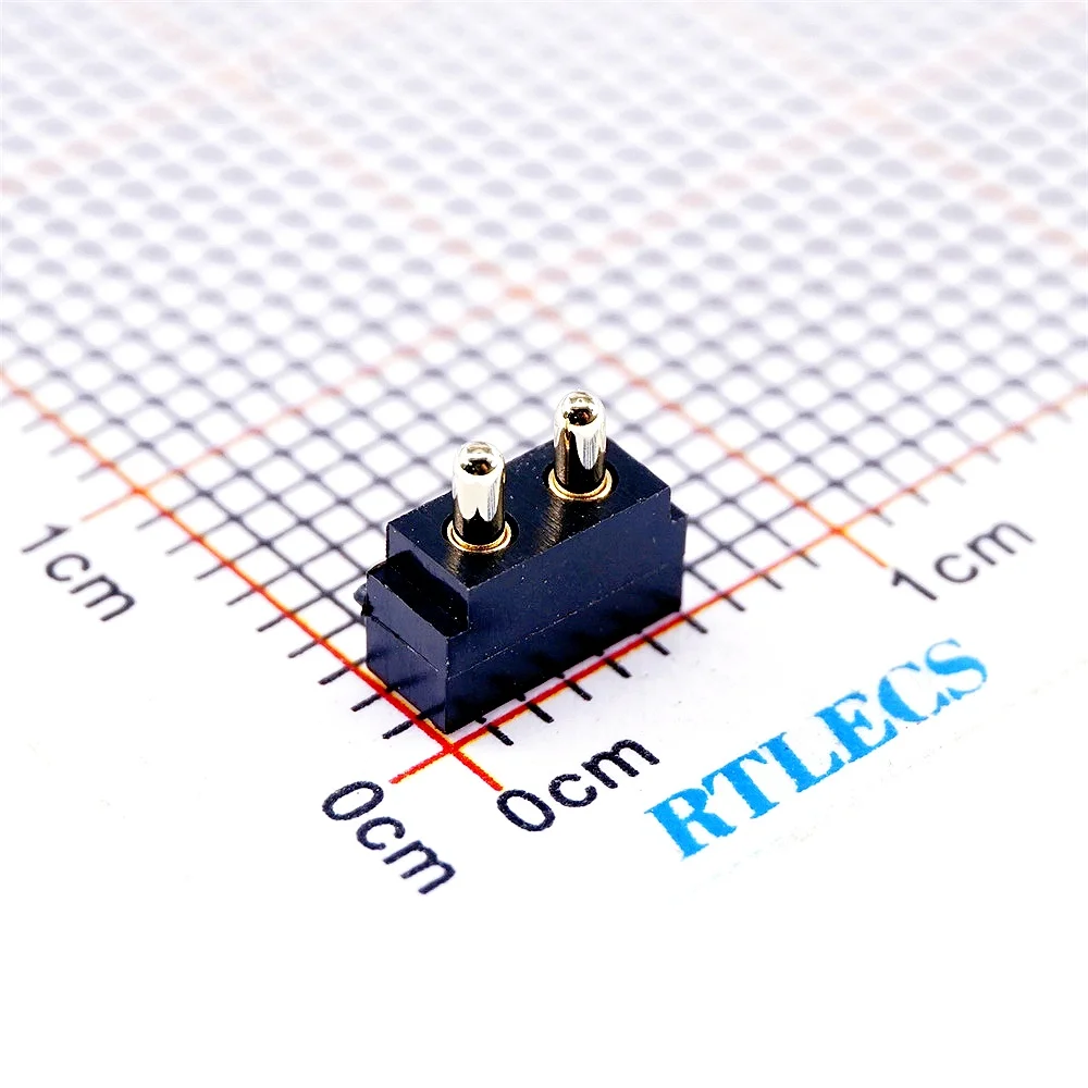 5 50 Pcs Spring Loaded Pogo Pin Connector 2 Pin Right Angle Surface Mount SMD Strip Male Female Target Concave SMT Pitch 2.5 MM