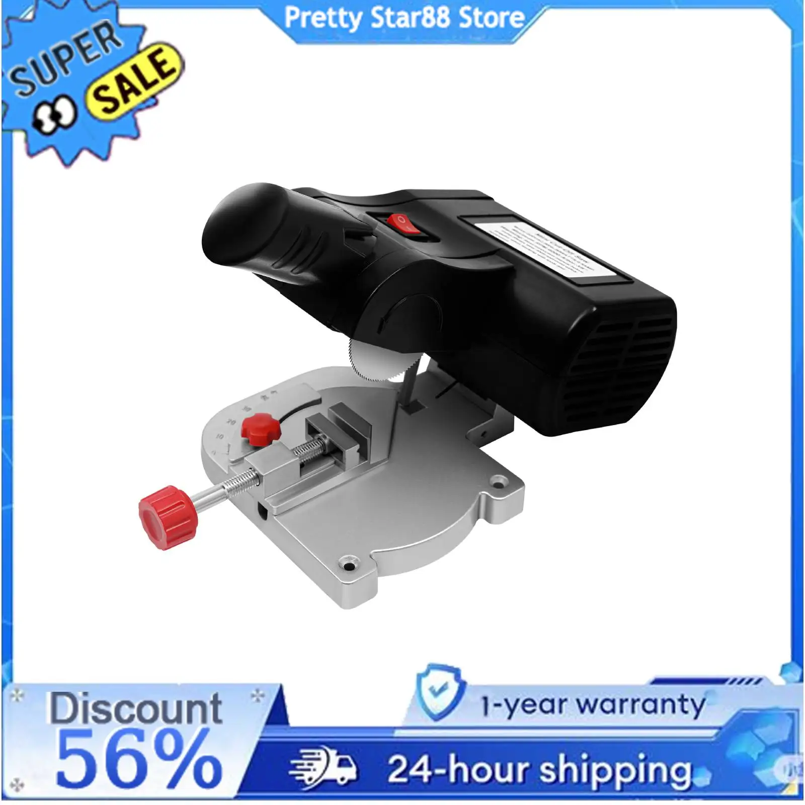 90W Metal Wood Cutting Tool 6000RPM Mini Bench Cut Off Miter Saw 45 Degrees Desktop Machine 2 Blades for Factories/Carpentry
