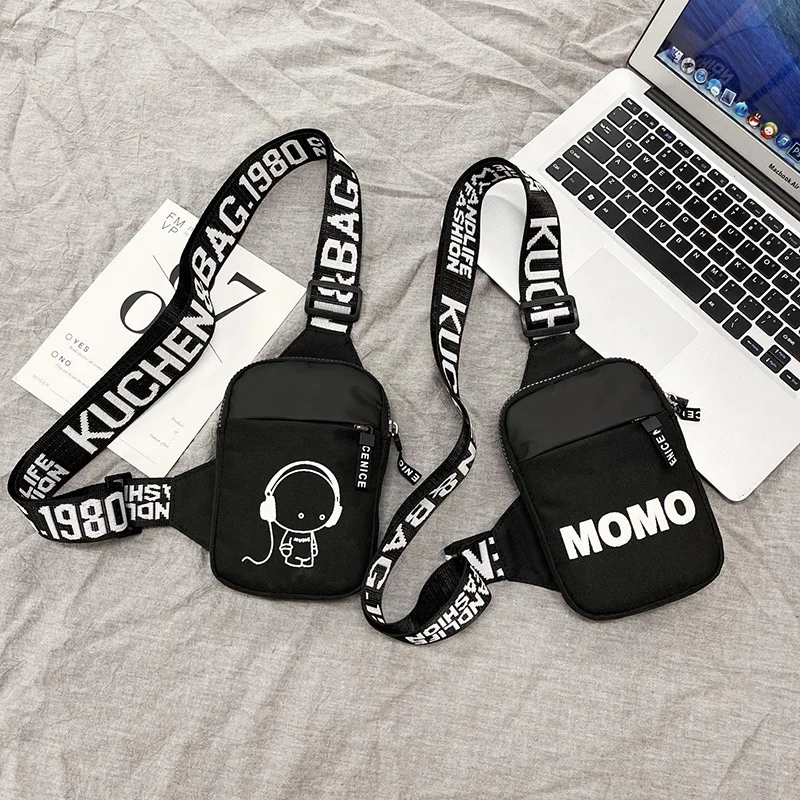 Sac à bandoulière unisexe à la mode, Simple Hip Hop voyage quotidien, sac de poitrine à bandoulière Simple imprimé Graffiti
