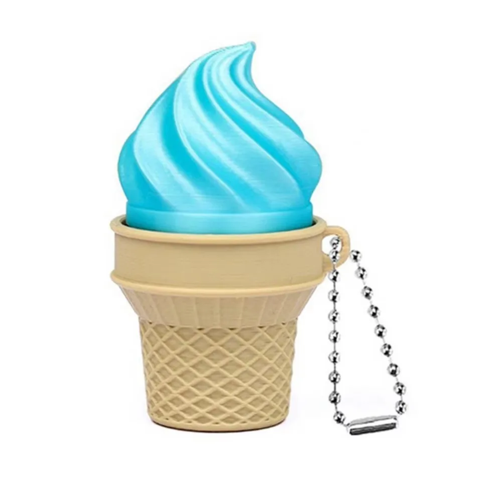 3D Printed Ice Cream Cone Fidget Finger Press Bag Pendant Clicker Keychain Sensory PLA Material Keyboard Clicker Adult