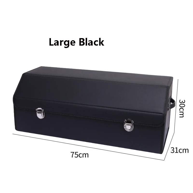صندوق تخزين متعدد الأقسام قابل للطي من جلد البولي يوريثان باللون الأسود بسعة كبيرة مع مقابض معززة مقاومة للماء