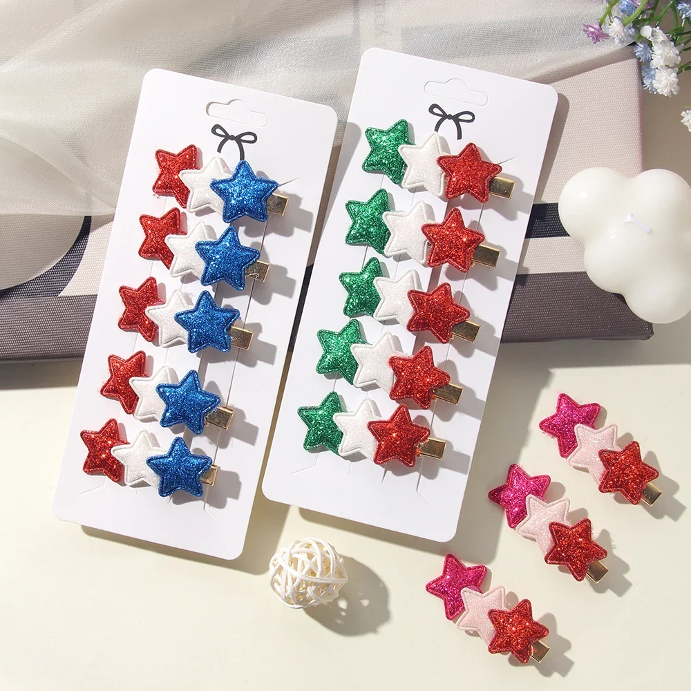 

5/10 шт./карта ярких цветов, детская мини-заколка для волос со звездами, BB-зажим для девочек, милый безопасный аксессуар для волос из хлопкового сплава, детский подарок