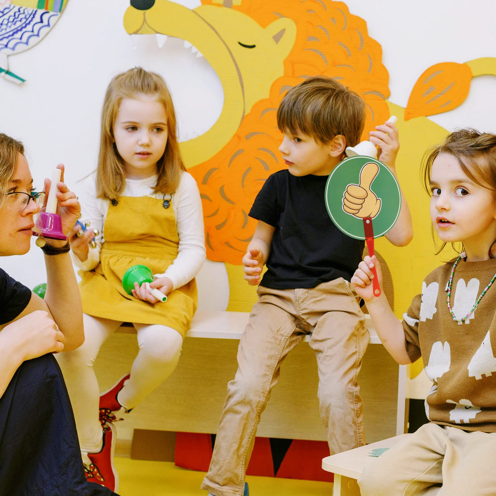 

Hand-raising Sign Teaching Aids Classroom Supplies Handheld Plastic Signals for Students