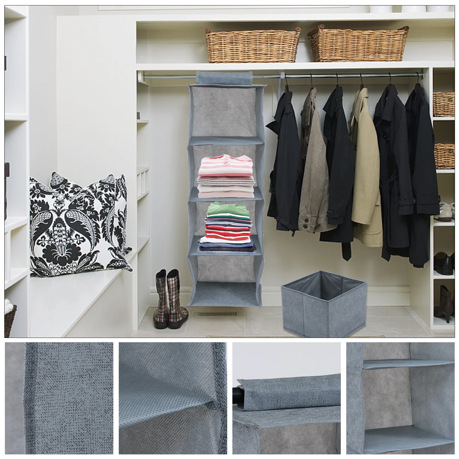 

Hanging Closet Organizer Non Woven Fabric Storage Wardrobe Dustproof Clothes Protector For Suits Shirts Dresses Folding