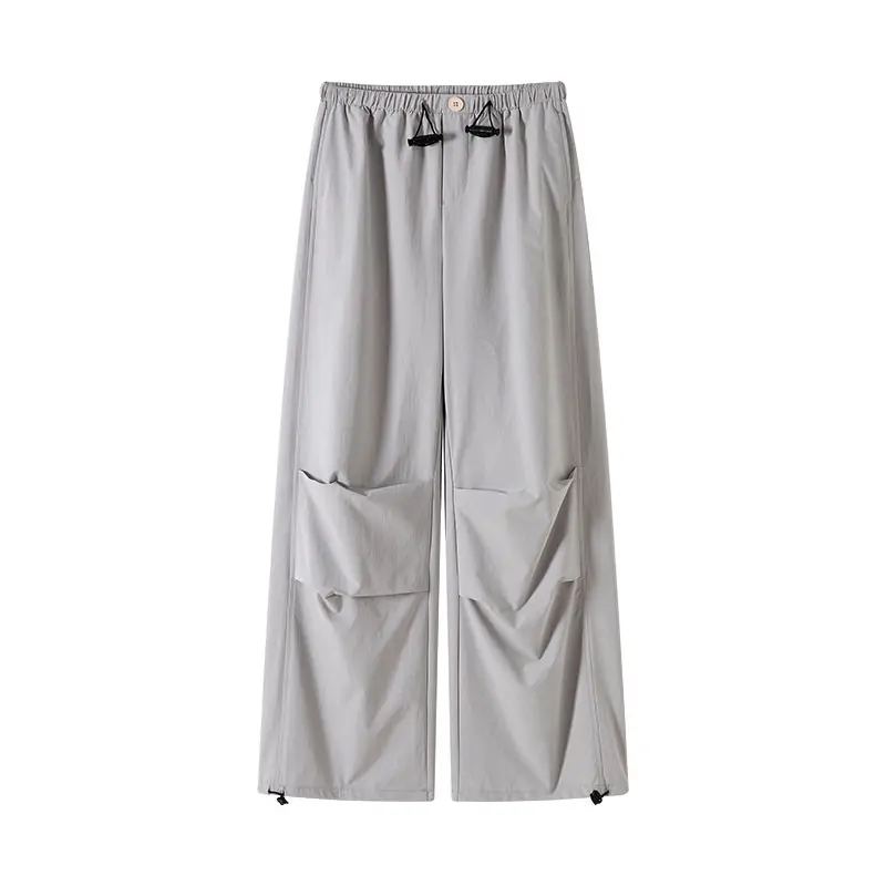 Pantalones informales de pierna ancha y cintura alta para mujer, ropa de trabajo de paracaídas American Sle, pantalones deportivos Qui Dry para primavera, otoño y verano