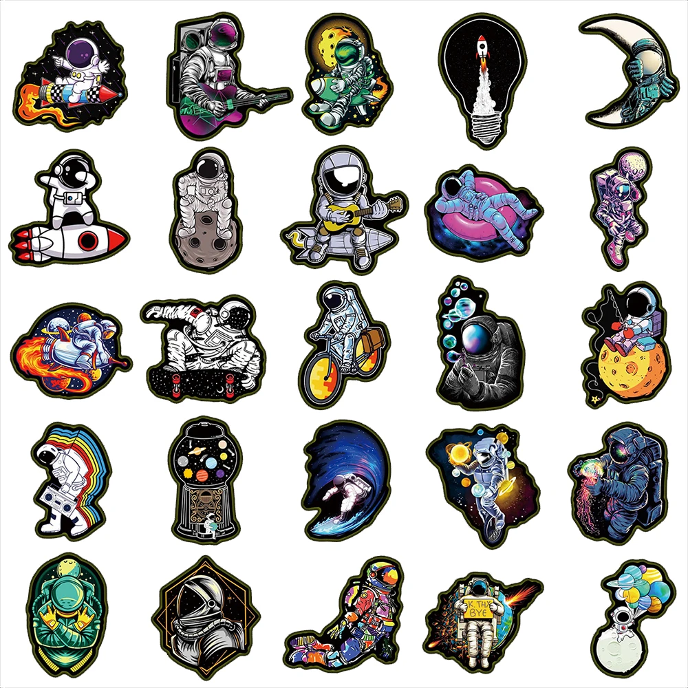 10/30/50pcs Cool Outer Space Astronaut Stickers Cartoon Decals Decoration Skateboard Phone Laptop Graffiti Sticker for Kids Toy