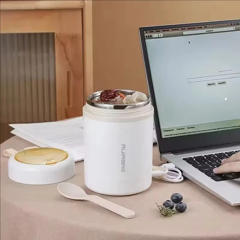 Garrafa de água elétrica USB à prova de vazamentos em aço inoxidável 12V 24V 5V para carro, porta-malas, viagens, escritório e local de trabalho. Aquece leite e bebidas._voghion.com