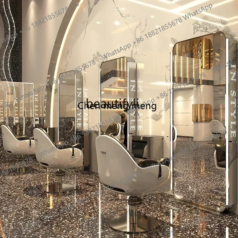 ss newBarber Shop Single Double-Sided Floor-Standing Hairdressing Dressing Table Hair Salon Hair Cutting Mirror