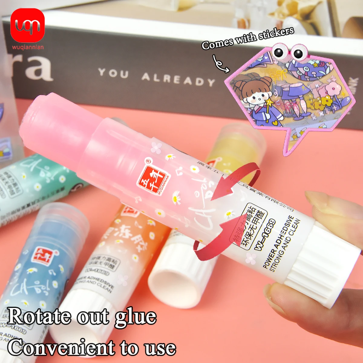 

WQN 2/5/10pcs Large Capacity Colored Jelly Glue Sticks Safety No Formaldehyde Multiple Grams Available Suitable for Notebook DIY