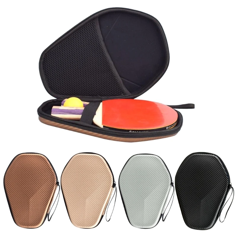 Portable Table Tennis Racket Bag Hexagonal Pingpong Paddle Storage Bag Durable Waterproof Zipper Handbag Holds 2 Rackets 24BD