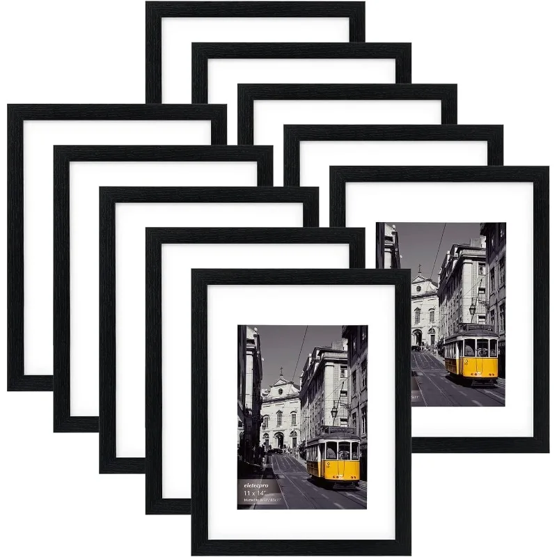 

11x14 Picture Frames Set of 10, Picture Frame Collage Wall Decor Display 8x10 Photo With Mat or 11x14 without Mat