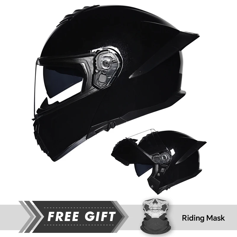 Comfortable Ventilation Motorcycle Helmets Quick Release Buckle Full Face Helmet Transparent Lens Flip Up Helmets DOT Approved