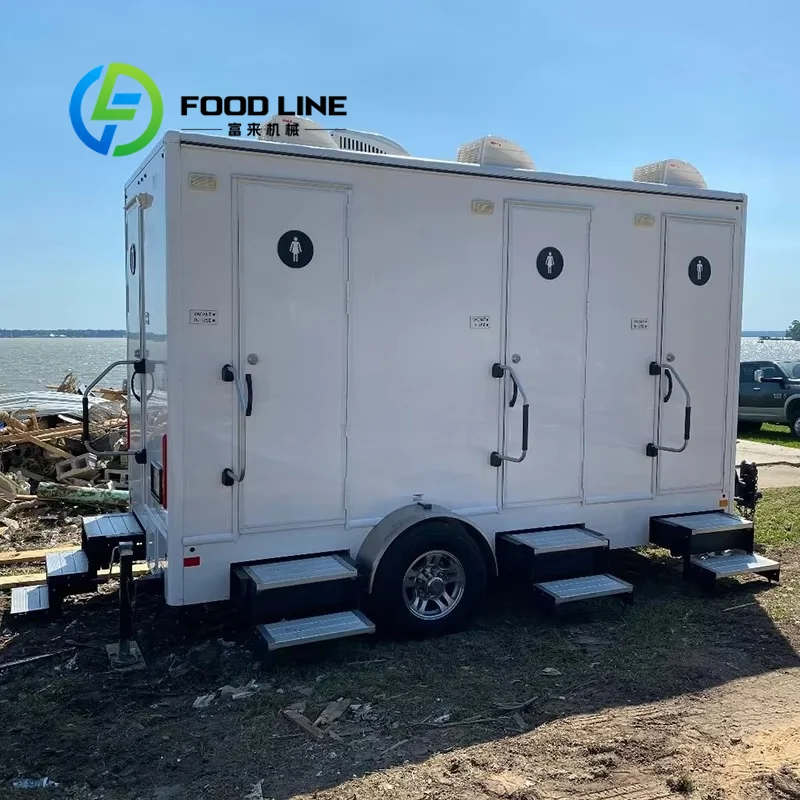 

Four Person Portable Restroom With Individual Doors Private And Convenient For Construction Site And Public Event